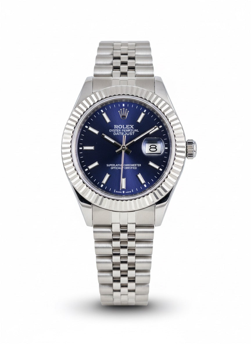 Rolex Date just Blue  Dial 41mm, Semiautomatic Movement Open Case