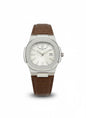 Patek Philippe Style Watch – Silver Dial, Stainless Steel Case, Brown Leather Strap
